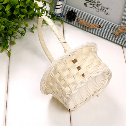 Hand Made Wicker Basket Wicker Flower Basket Shopping Storage Hamper and Handle Wooden Wicker Picnic Basket Fruit Basket