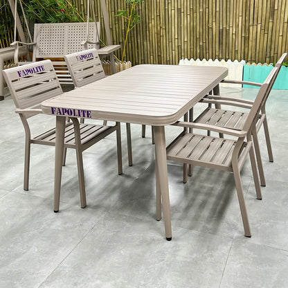 FAPOLITE Patio Dining Table and chair Courtyard Garden Furniture Sets, Aluminum Alloy, Outdoor Table and Chairs Set for 4 seats