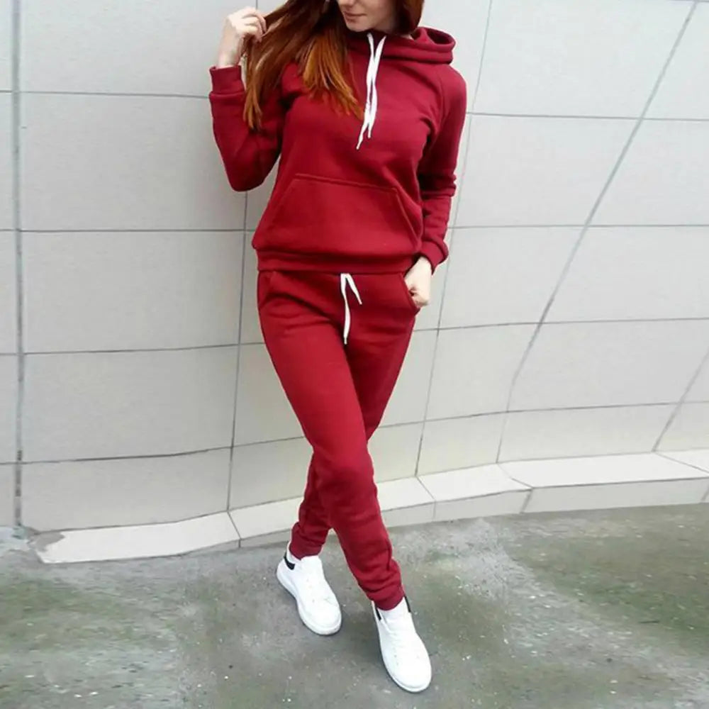 Woman Tracksuit Two Piece Set Winter Warm Hoodies+Pants Pullovers Sweatshirts Female Jogging Woman Clothing Sports Suit Outfits