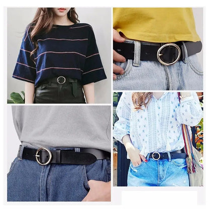 NEW High-end Round Women Belt Fashion Waist Belt Leather Metal Buckle For Ladies Leisure Dress Jeans Decoration Waistband