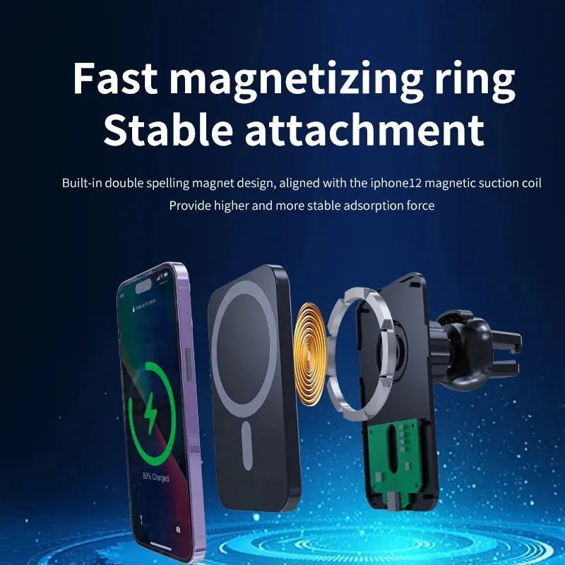 30W Magnetic Car Wireless Charger For iPhone 15 14 13 12 Pro Max Mini Macsafe Car Phone Holder Stand Mount Fast Charging Station