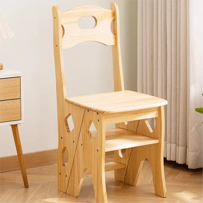 XD Solid Wood Ladder Stool Folding Leisure Chair For Home Use Thickened Indoor Living Room Dual-use Ladder Multifunctional Chair