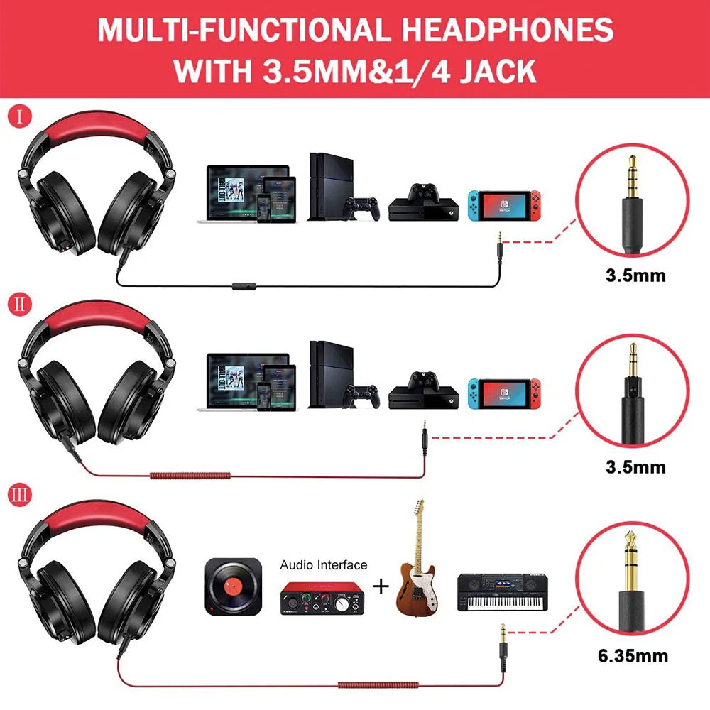 Oneodio A71 Wired Over Ear Headphone With Mic Studio DJ Headphones Professional Monitor Recording & Mixing Headset For Gaming