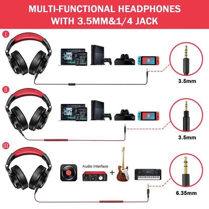 Oneodio A71 Wired Over Ear Headphone With Mic Studio DJ Headphones Professional Monitor Recording & Mixing Headset For Gaming