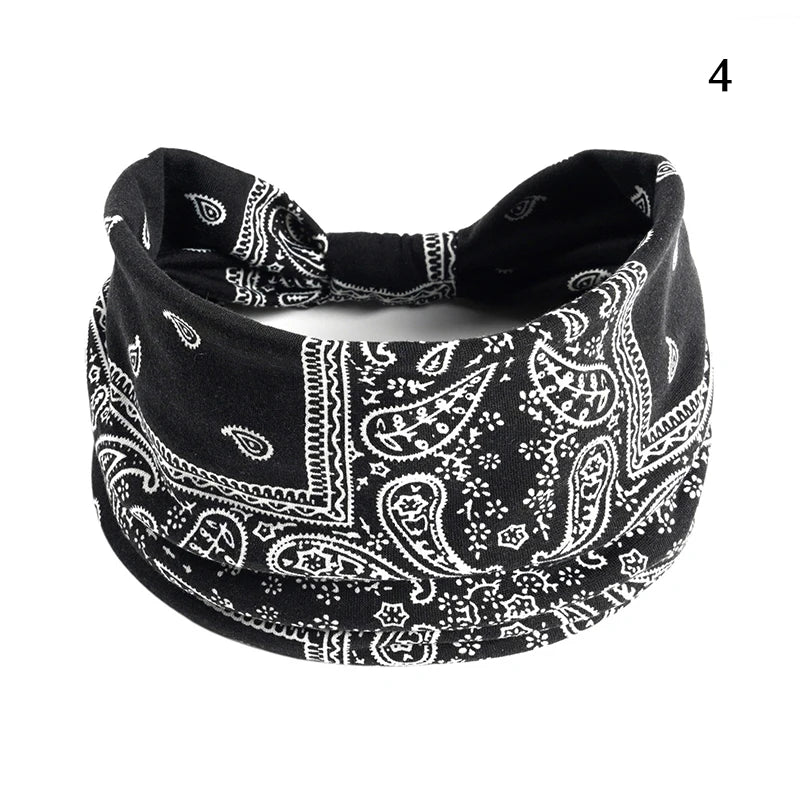 Boho Knot Turbans Yoga Elastic Head Wrap Women Headband Wide Hairbands Headwear Floral Bandanas Fashion Hair Band Accessories