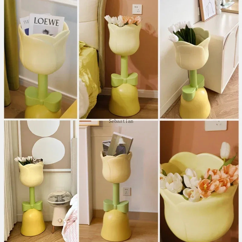 Tulip cream style storage, floor to ceiling flower arrangement, home decor, TV cabinet living room, bedroom decoration, vase