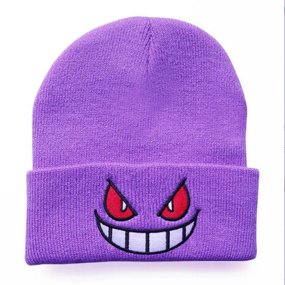 Mouth Eyes Embroidery Elasticity Cartoons Beanie Winter Keep Warm Fashion Autumn Crimping Woman Men Knitted Hat Skull Cap