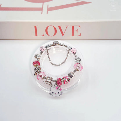 Hello Kitty Charms Bracelets Cute Bangle DIY Bracelets Cartoon Bracelet Cubic Zirconia Adorable Accessories for Wife Girlfriend