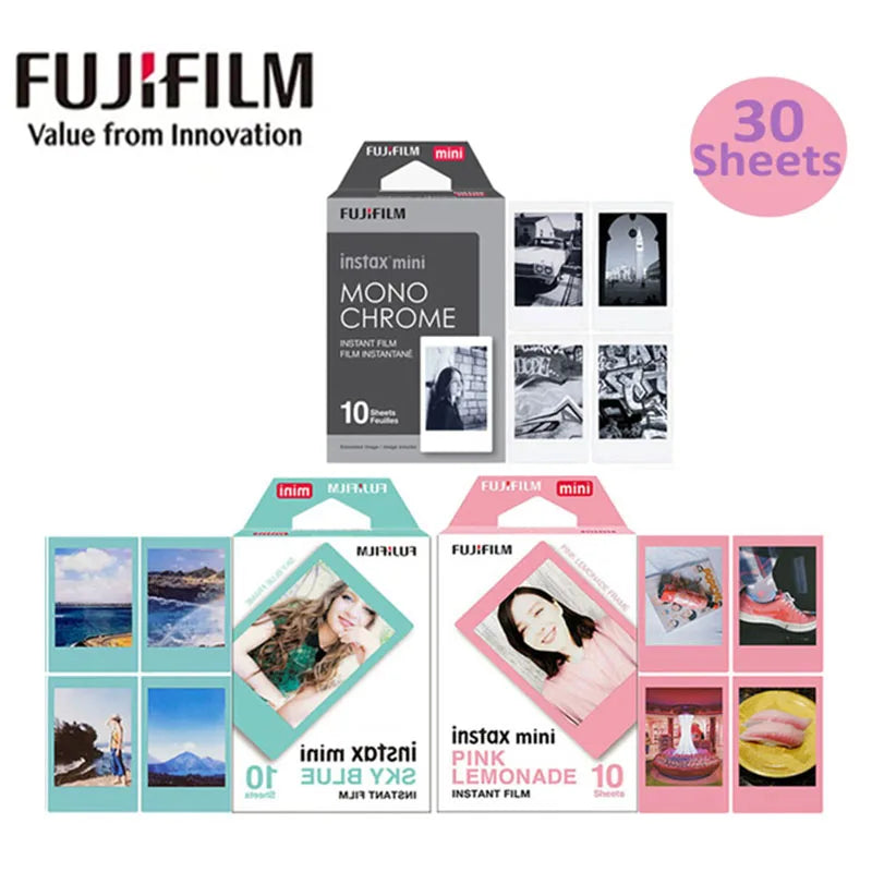 10-100 Sheets Fujifilm Instax Mini 12 Film Mono Monochrome Film For Mini SE 7+ 99 40 Evo 90 Link 2 Printer Instant Photo Camera