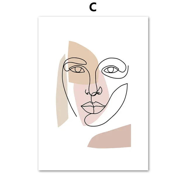 Abstract Line Women Face Couple Kiss Posters Hand In Hand Butterfly Prints Minimalism Nordic Wall Art Canvas Painting Home Decor