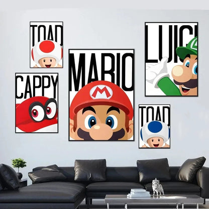 Classic Anime Movie Art Mario Poster Prints Playroom Canvas Paintings Wall Picture Living Room Kids Bedroom Home Decor Cuadros