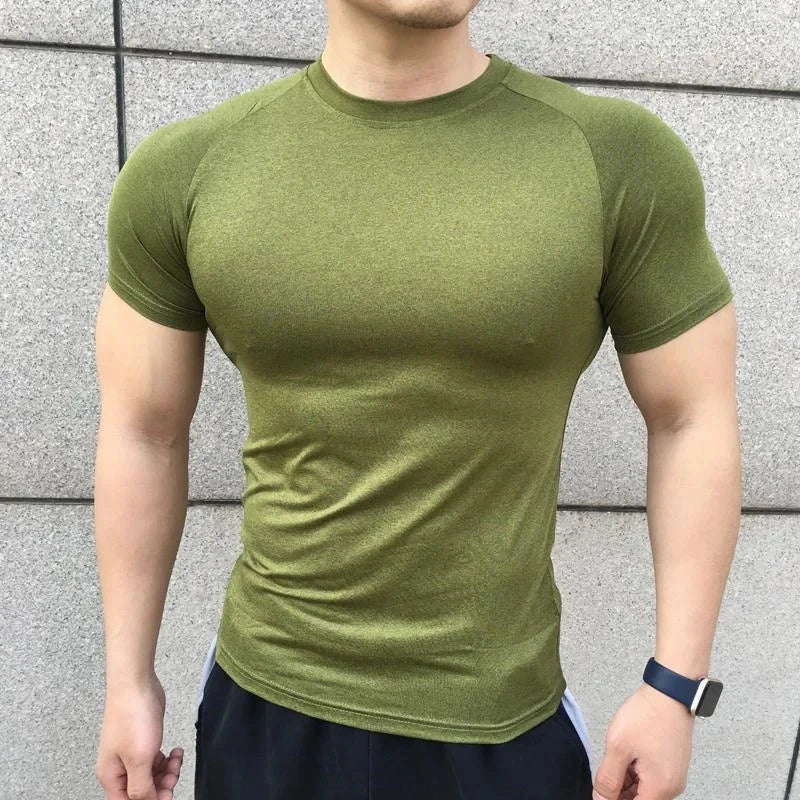 2024 New Men Summer Short Sleeve Fitness T Shirt Running Sport Gym Compression T Shirt Workout Casual High Quality Tops Clothing