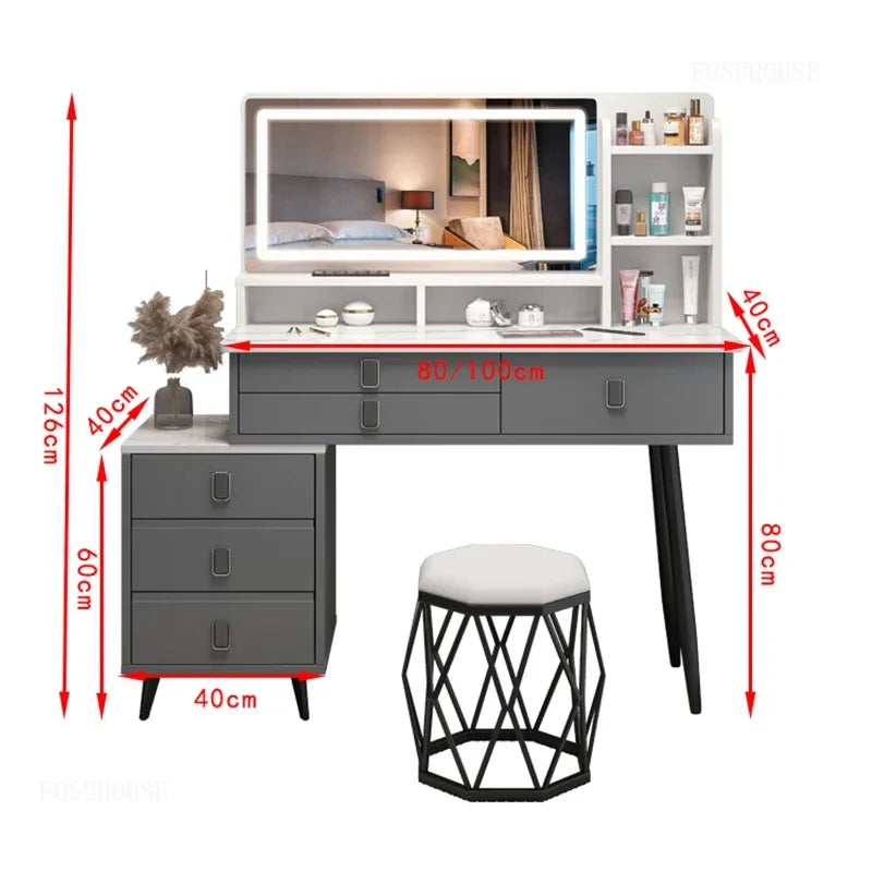 New Artificial Board Dressing Table for Dressing Room Modern Integrated Dresser with Light Simple Luxury Dressers for Bedroom