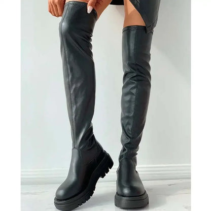 New Female Platform Thigh High Boots Fashion Slim Chunky Heels Over The Knee Boots Women Party Shoes Woman 2023