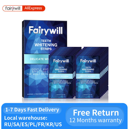 Fairywill 28Pcs/14Pair Gel Teeth Whitening Strips Oral Hygiene Care Double Elastic Teeth Strips Whitening Dental Bleaching Tools