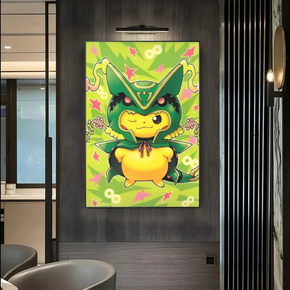 1PC Pokemon Pikachu Painting Cartoon Print Poster Paper Waterproof HD Sticker Bedroom Entrance Home Living Room Bar Wall Decor