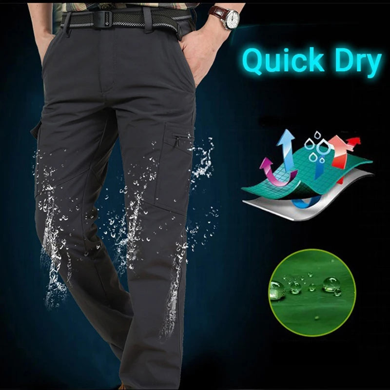 Men's Tactical Cargo Pants Casual Trousers Waterproof Multi-Pockets Outdoor Workwear Wear-resistant Camping Hiking Training Pant