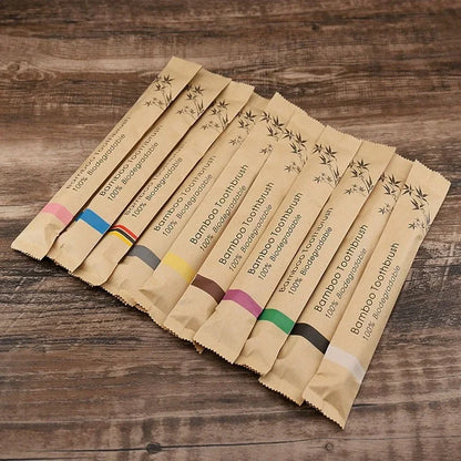 10pcs Colorful Natural Bamboo Toothbrush Soft Bristle Charcoal Teeth Whitening Bamboo Toothbrushes Soft Dental Oral Care