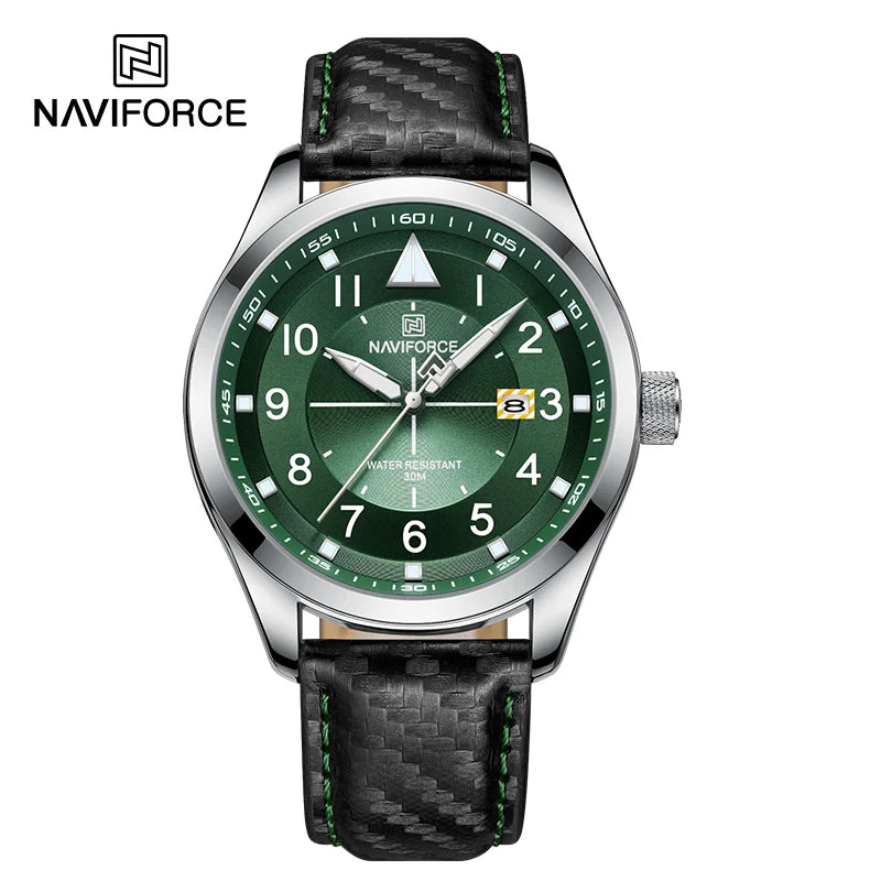 Top Brand NAVIFORCE Men's Quartz Watches Business Luminous Waterproof Clock Leather Strap Wristwatches for Men Relogio Masculino