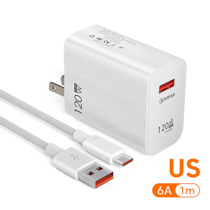 120W USB Fast Charger Quick Charge 3.0 USB C Cable Type C Charge Cable Phone Charger Adapter for iPhone 14 Xiaomi Samsung Huawei