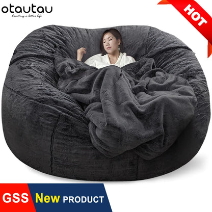 LooX OTAUTAU© 200cm Giant Bean Bag Sofa Bed Slipcover No Stuffed Fluffy Big XXL Beanbag Chair Recliner Pouf Seat Puff Couch Furniture