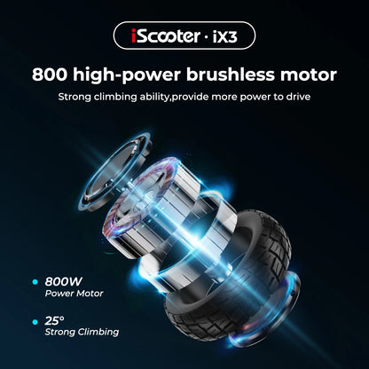 iScooter iX3 Electric Scooter 800W 10Ah Powerful Electric Kick Scooter Anti-skid Off Road Pneumatic Tire 40km Range  eScooter