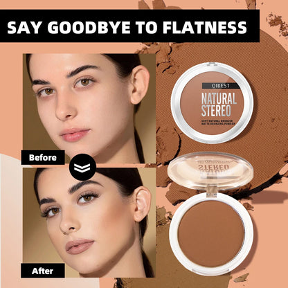 3D Bronzers Matte Wheat Contour Powder Palette Facial Makeup Natural Highlights Contouring Modification Waterproof Long-Lasting