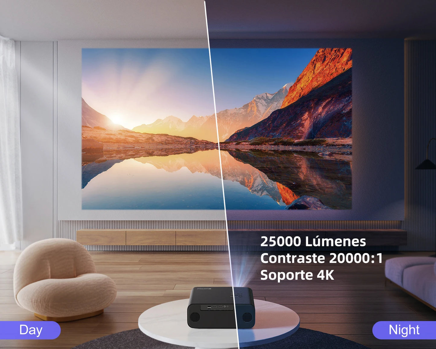 WiMiUS Auto Focus/4K Support Native 1080P Projector with WiFi 6 and Bluetooth 5.2 600ANSI Outdoor Home Projector 6D Keystone