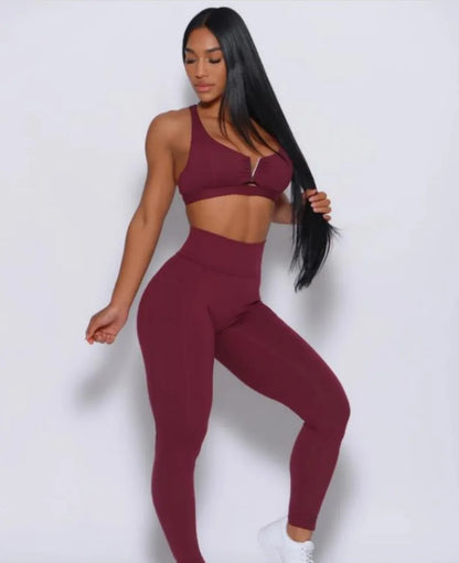 Yoga Set 2pcs Seamless Women Sportswear Workout Clothes Athletic Wear Gym Legging Fitness Bra Crop Top Long Sleeve Sports Suits