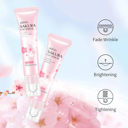 15ml Sakura Serum Eye Massage Cream Slide Ball Firming Essence Remover Dark Circles Eye Bag Anti-Puffiness Eye Skin Care