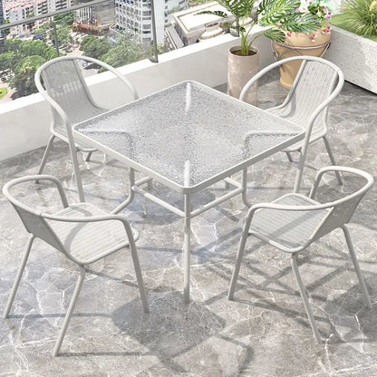 Balcony Three Piece Set Leisure Tea Tables and Chairs Combination White Glass Folding Small Unit Type Coffee Table Outdoor Table