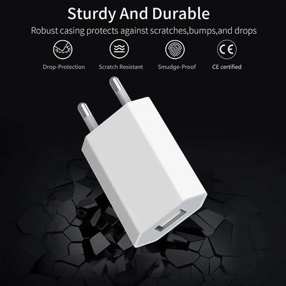 2-5PCs 5V 1A Eu AC Home Travel USB Wall Charger For IPhone 6 7 8 plus x xr 11 12 13 14