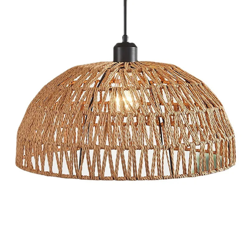 Newest Japanese-style hemp rope woven pendant lights B&B pastoral restaurant tea room inn bar bedroom rattan indoor lighting Hot