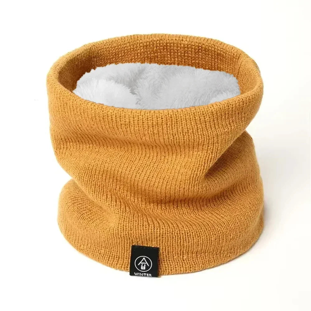 New Unisex Solid Warm Winter Ring Scarf Women Men Plus Velvet Knitted Full Face Mask Snood Neck Scarves Bufanda Thick Muffler