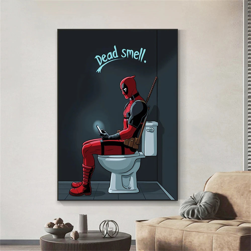 Funny Disney Deadpool Wall Poster Superhero Bathroom Wall Art Canvas Paintings Colourful Prints Home Toilet Room Decoration