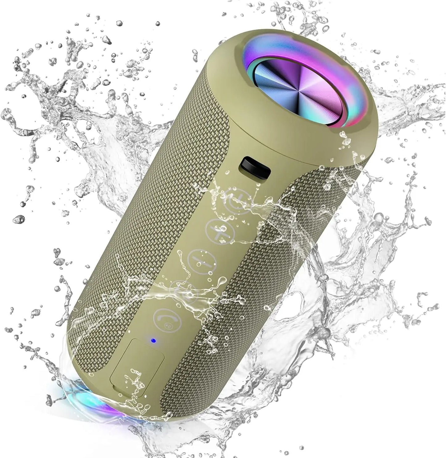 Ortizan Portable Bluetooth Speakers with Bass Boost,IPX7 Waterproof,Suporrt TF Card/AUX,RGB Lights,30H Playtime,24W Loud Drivers