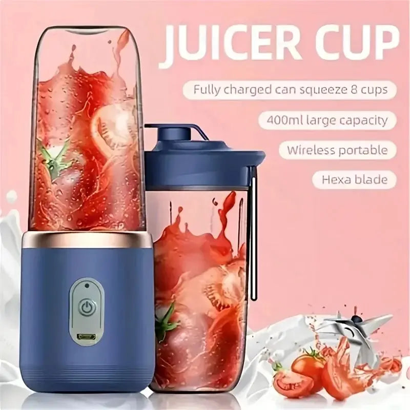 Portable Blender Bottle Electric 6 Blades Multifunction Juice Blender Fresh Juice Smoothie Blender Ice CrushCup Food Processor