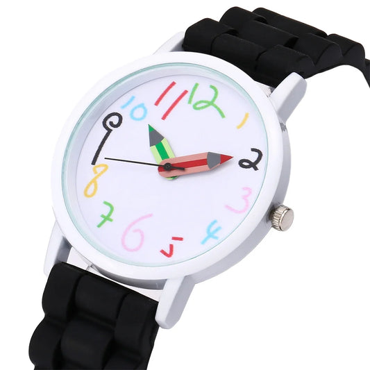 Women Watch Fashion Simple Pencil Design Digital Quartz Watches Casual Jelly Multicolour Silicone Ladies Clock Dress Wristwatch