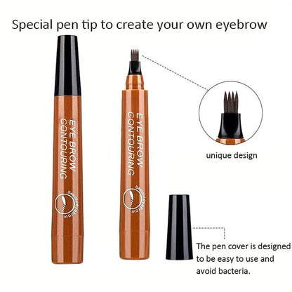 4 Splitted Head Eyebrow Pencil Long Last Smudge Proof Waterproof Sweat Proof High Pigmented Easy Applying Liquid Eyebrow Pencil