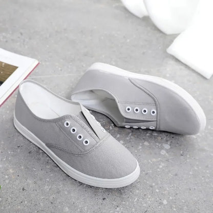 Lady Classic Round Toe White Canvas Shoes for Student School Women Cool Black Comfort Street Lace Up Shoes Zapatos De Mujer F921