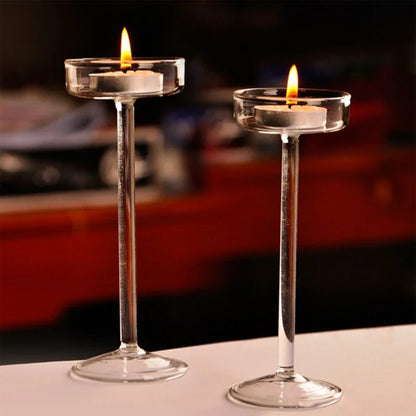 Tall Glass Candle Holder Transparent Candlestick Holder Stand Table Centerpiece Home Bedroom Wedding Decoration Party Romantic