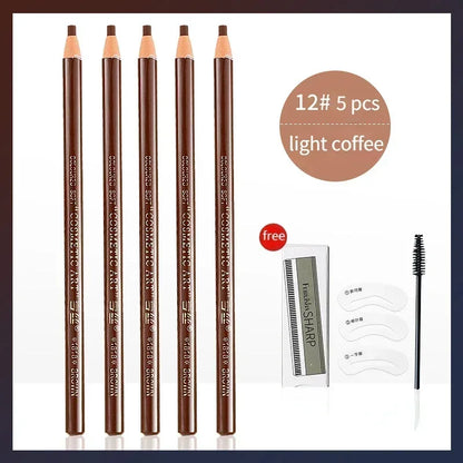 6 Colors Option Eyebrow Pencil Waterproof and Non-smudge Genuine Wood Hard Core Wholesale Wood Eyebrow Pencil Eyebrow Pen Golden