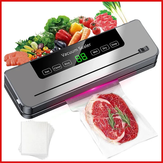 220V Food Vacuum Sealer Machine 5 Modes Dry and Wet Automatic Vacuum Sealer With 10Pcs Bags Home Kitchen Food Preservation