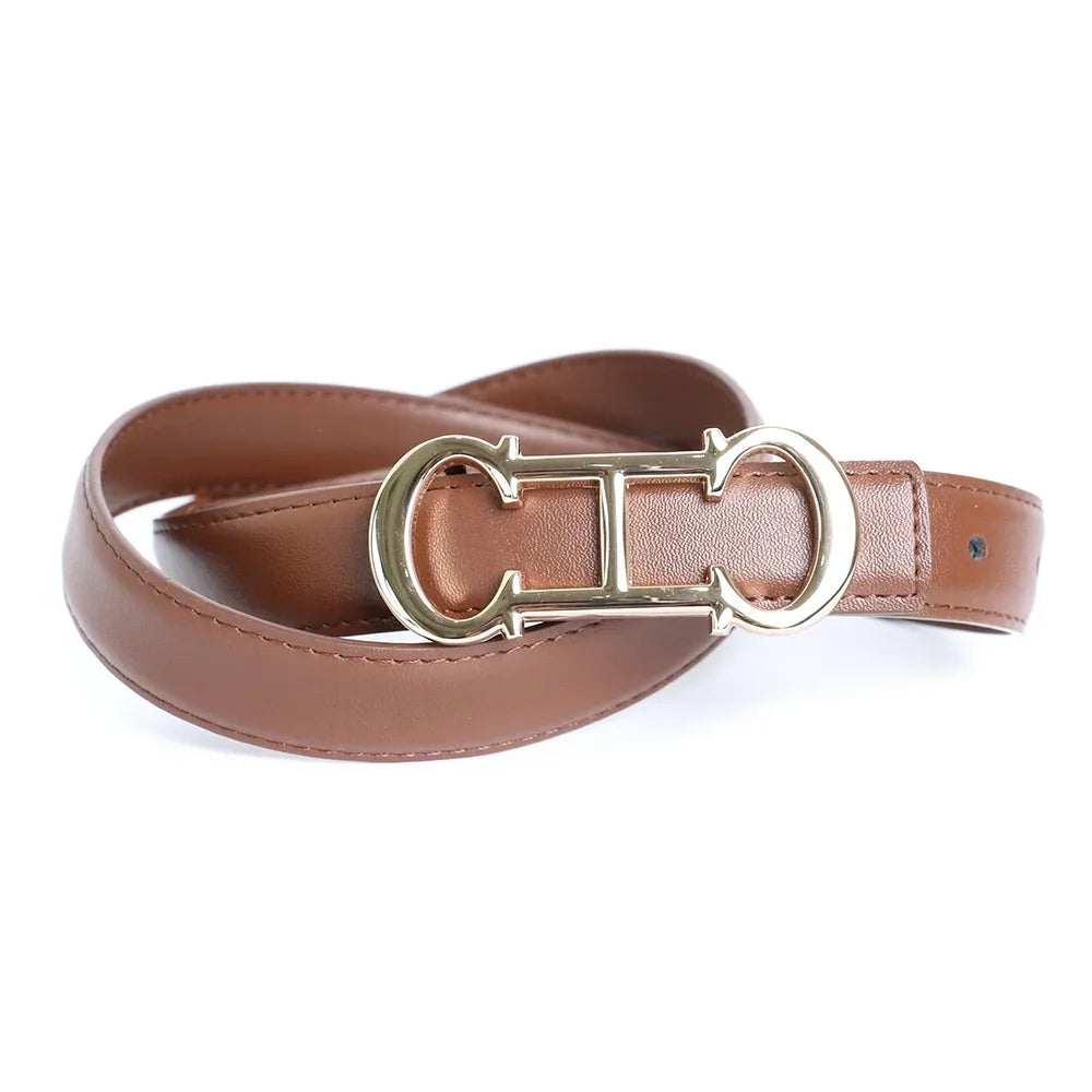 Narrow Luxury Designer Brand Letter Belt Men High Quality Women Genuine Real Leather Dress Strap for Jeans Waistband 2.3cm