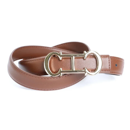 Narrow Luxury Designer Brand Letter Belt Men High Quality Women Genuine Real Leather Dress Strap for Jeans Waistband 2.3cm