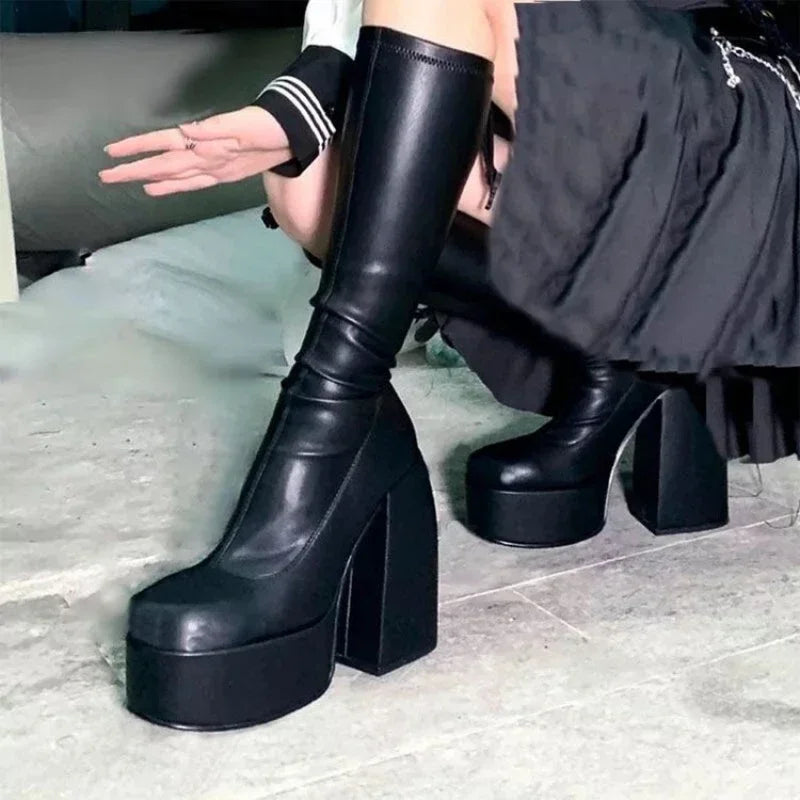 Autumn Winter Womens Boots Punk Over The Knee Boots Platform Shoes for Women 2024 Sexy Ladies High Boots Gothic Chaussure Femme