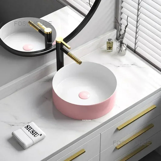 Nordic Rectangular Bathroom Sinks Pink Wash Basins Single Basin Small Size Bathroom Washbasins Nordic Kitchen Washing Sinks ZXC