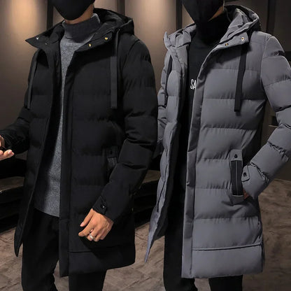 Thickened Medium-length Winter Cotton Coat Hooded Unisex Padded Jacket Korean Style Down Cotton Filled Winter Top Layers