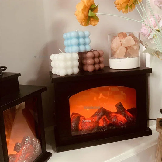 Simulated Flame Lamp Ins Simulation Fireplace Lamp Fake Stove Home Bedroom Decoration Atmosphere Lamp Electric Flame N