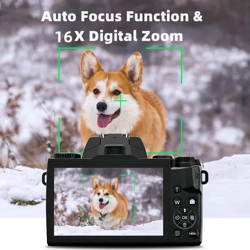 4K HD Digital Camera DSLR Camcorder 64MP Auto Focus Photography YouTube Streaming 16X Zoom Optical 4.0"Touch Screen Video Camera